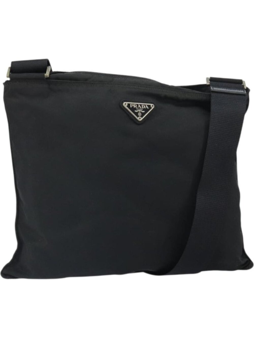 PRADA Shoulder Bag Nylon Black Silver